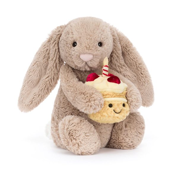 Jellycat 懷抱生日蛋糕邦尼兔 / Bashful Beige Bunny 'Birthday /18cm/31cm：圖片 1